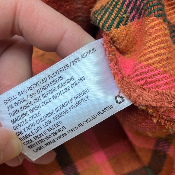 Wild Fable pink and Orange Plaid oversized  shacket - Picture 7 of 8